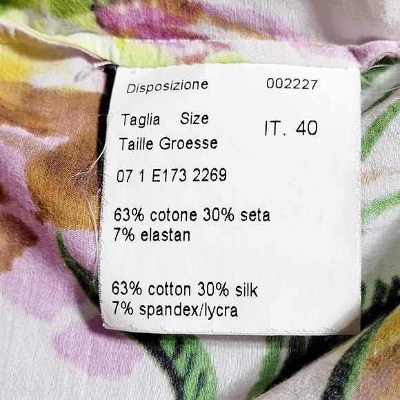 Piazza Sempione Italian Silk Blend Watercolor Floral Artsy (IT40/US Medium***) - Picture 9 of 14